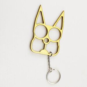 Gold Cat Self Defense Keychain Metal